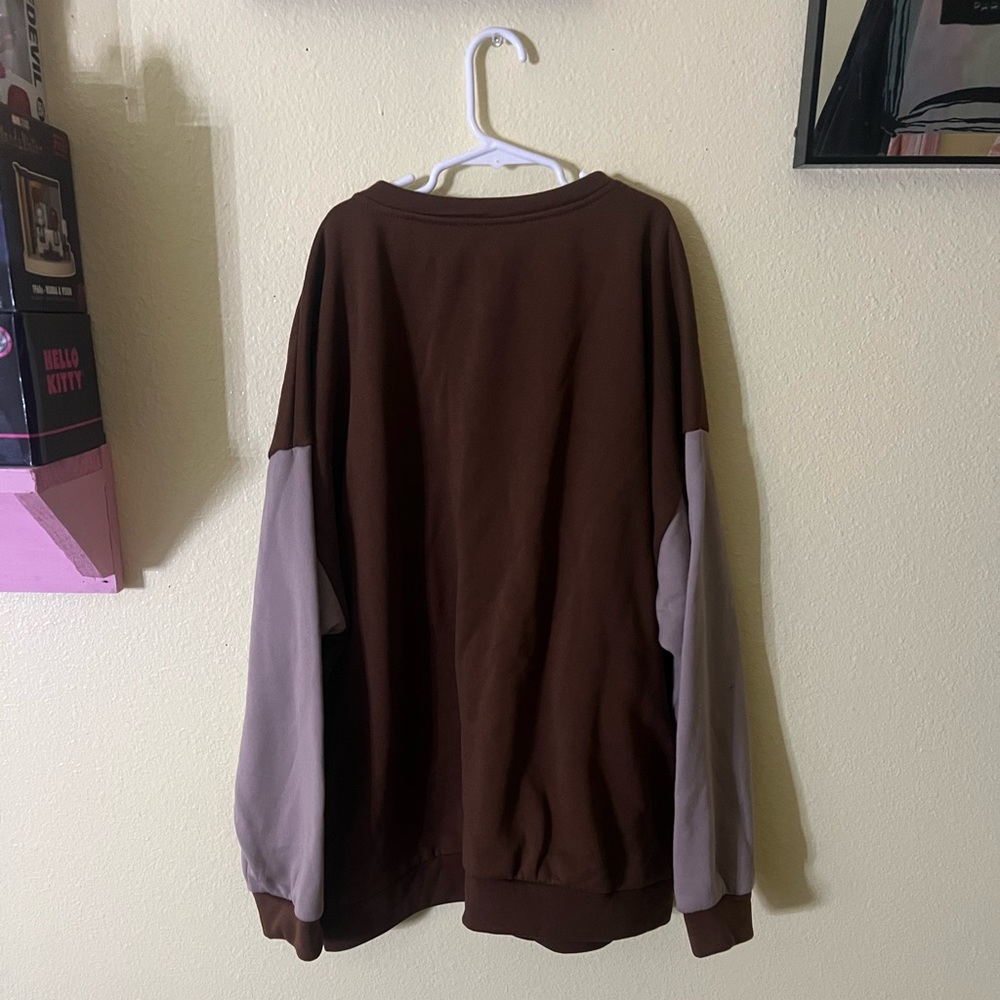 Letter Graphic Colorblock Drop Shoulder Button Front Jacket - Picture 3 of 3
